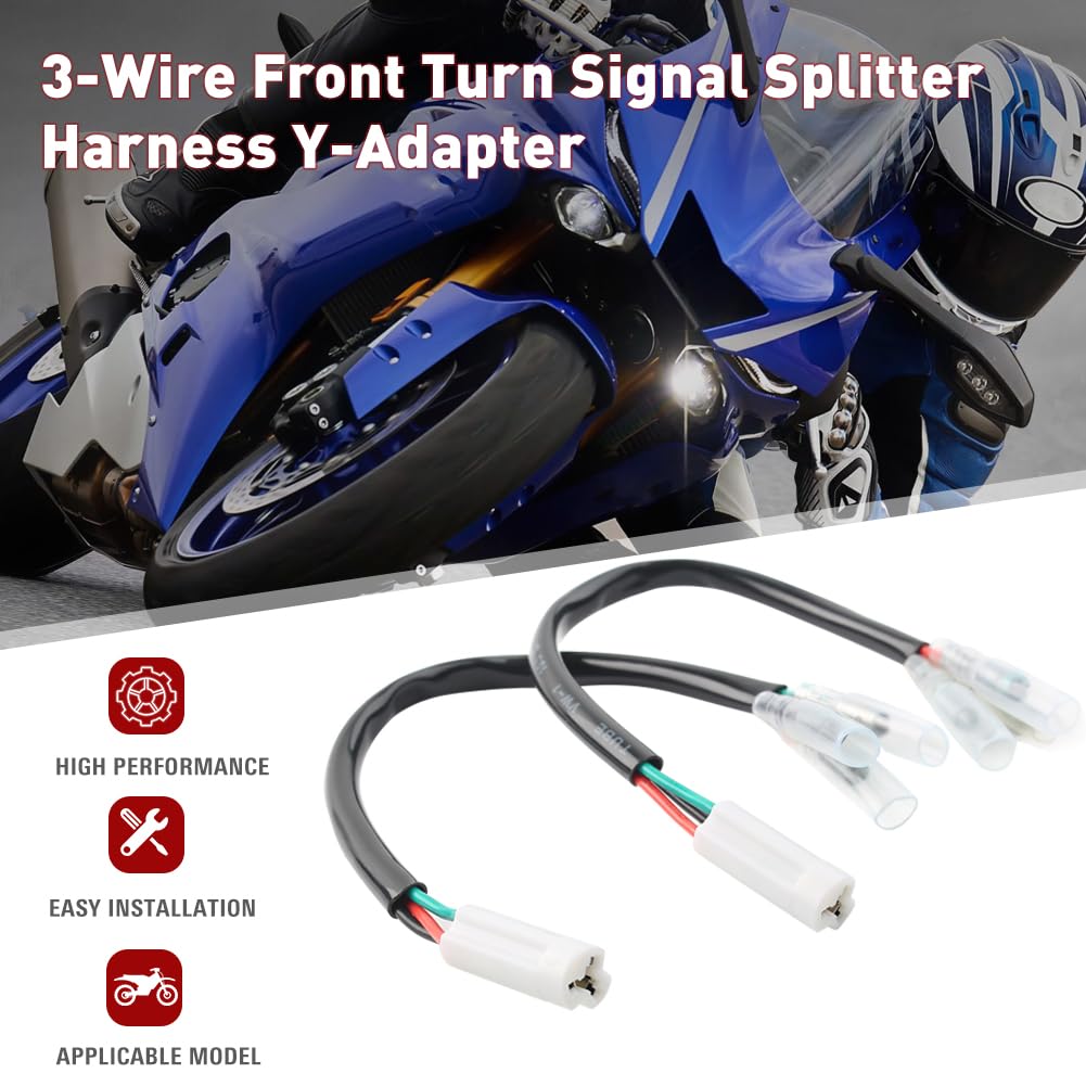 FSFY Adapter Turn Signal Wiring Harness 3 Wire Plug and Play Turn Signal Splitter Harness for Yamaha R1 R3 R6 FZ1 FZ6 FZ07 FZ09