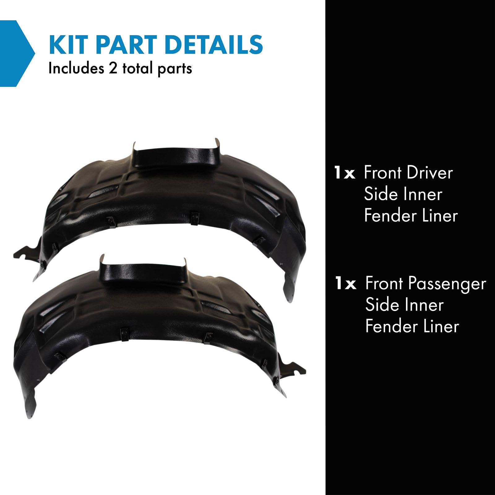 Trq Front Inner Fender Liner Set Compatible With 2011-2018 Volvo S60 2016-2017 S60 Cross Country 2015-2018 V60 Cross Country Vo1