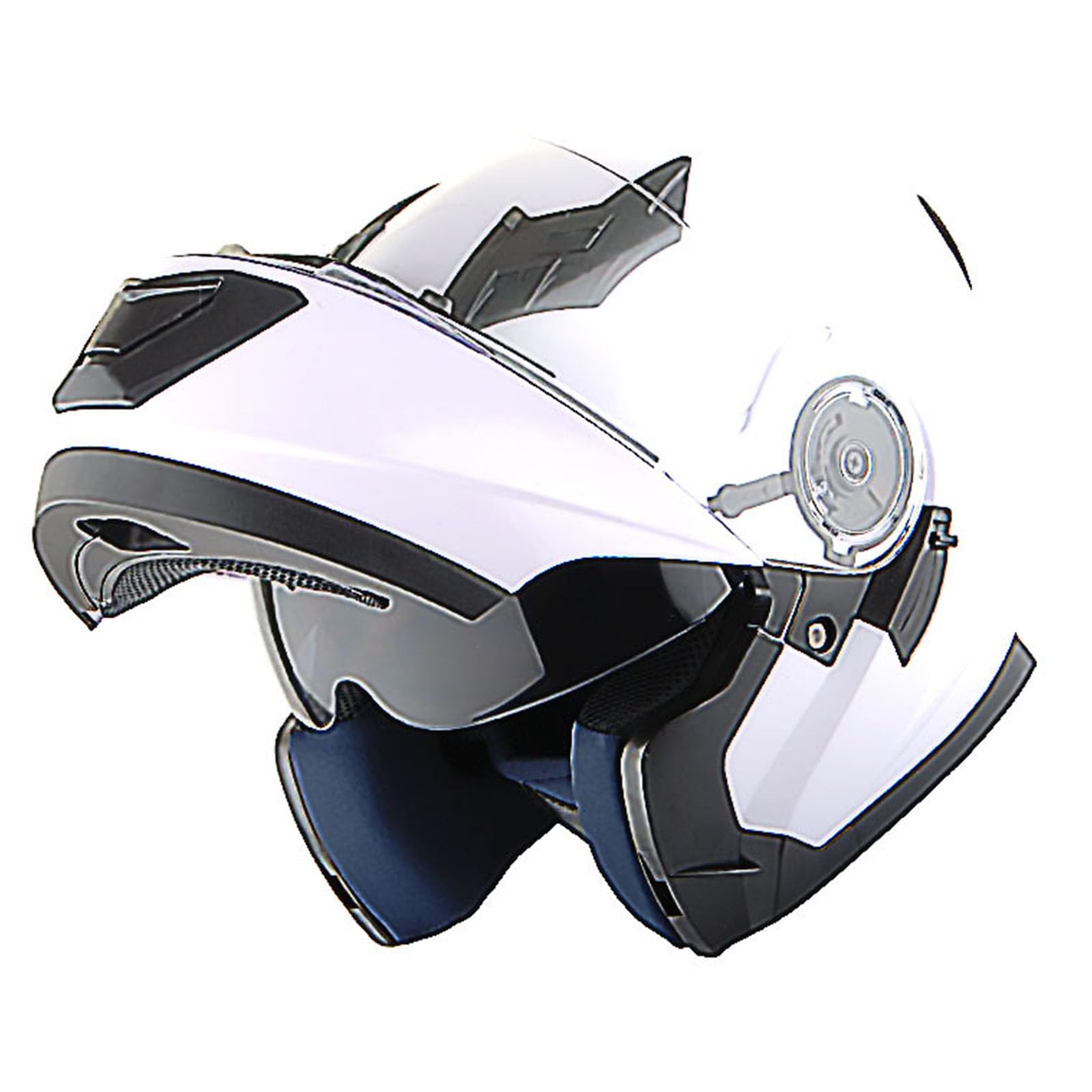 1Storm Modular Full Face Motorcycle Helmet - Large, Glossy White, Dual Visor, Rechargeable LED Tail Light, Thermoplastic Material