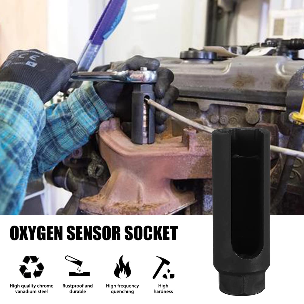 Kedakeji Oxygen Sensor Socket With Side Wire Cutout 3/8-Inch Drive By 7/8-Inch Fits All Vehicle O2 Removal And Installation Offs