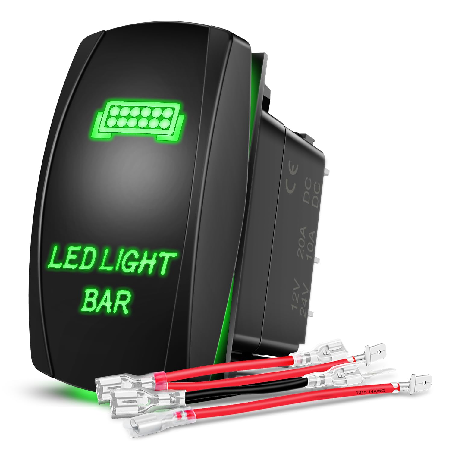Nilight - Ni-Rs05 Led Light Bar Rocker Switch 5Pin Laser On/Off Led Light 20A/12V 10A/24V Switch Jumper Wires Set For Jeep Boat 