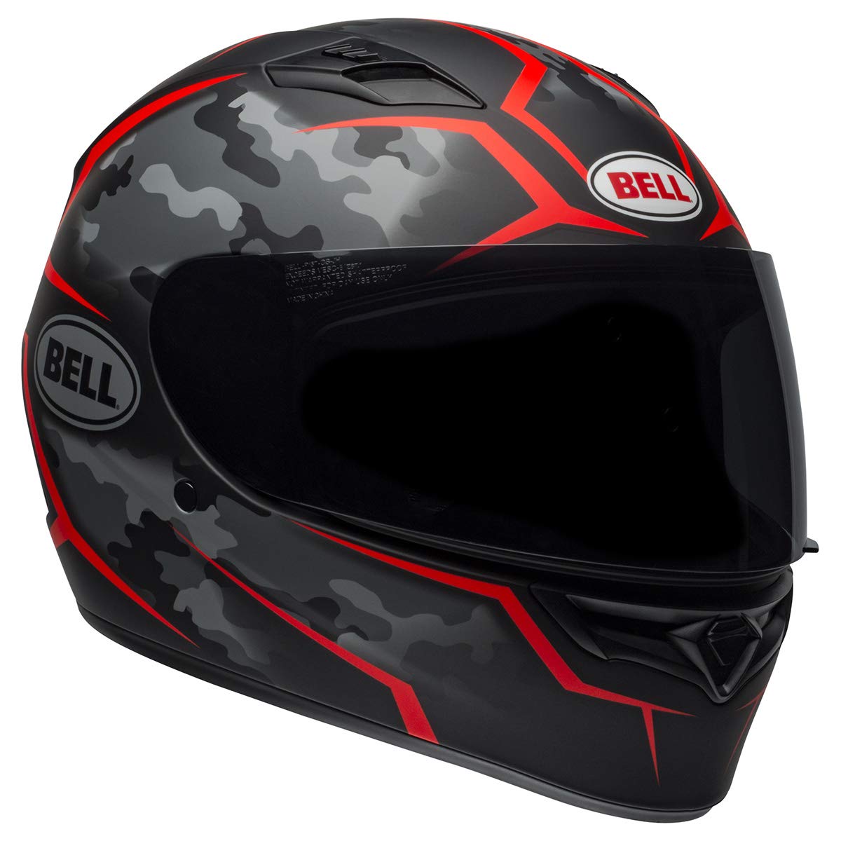 BELL Qualifier Full-Face Motorcycle Helmet - Small, Stealth Camo Matte Black/Red, Expanded Polystyrene (EPS)