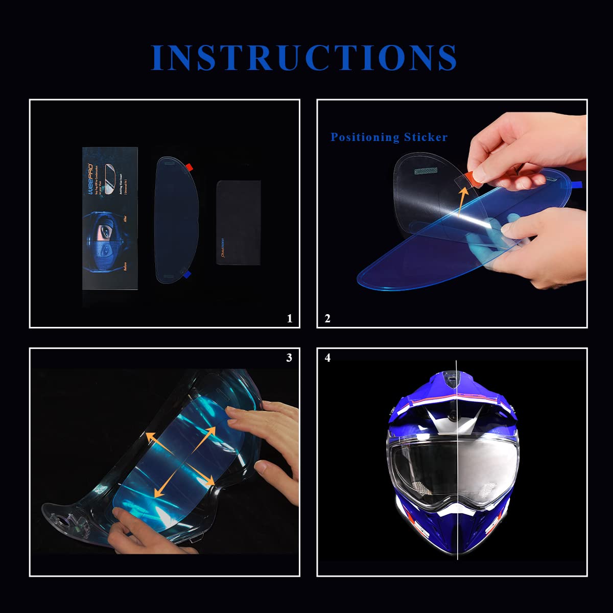 Motorcycle Helmet Visor Anti Fog Film - Helmet Face Shield Anti-fog Insert Fog-resistant Clear Visor for Riding in Humid Cold We