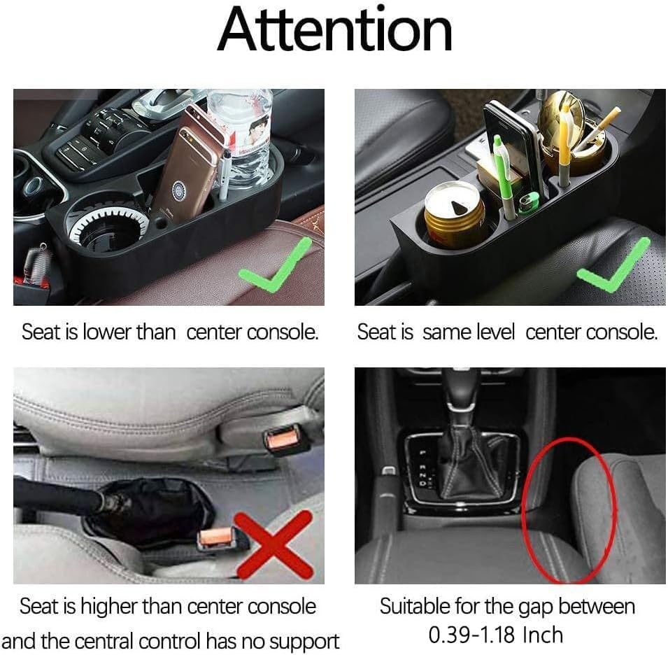 Heart Horse 2Pcs Cup Holder Portable Multifunction Vehicle Seat Cup Cell Phone Drinks Holder Box Car Interior Organizer (Black)