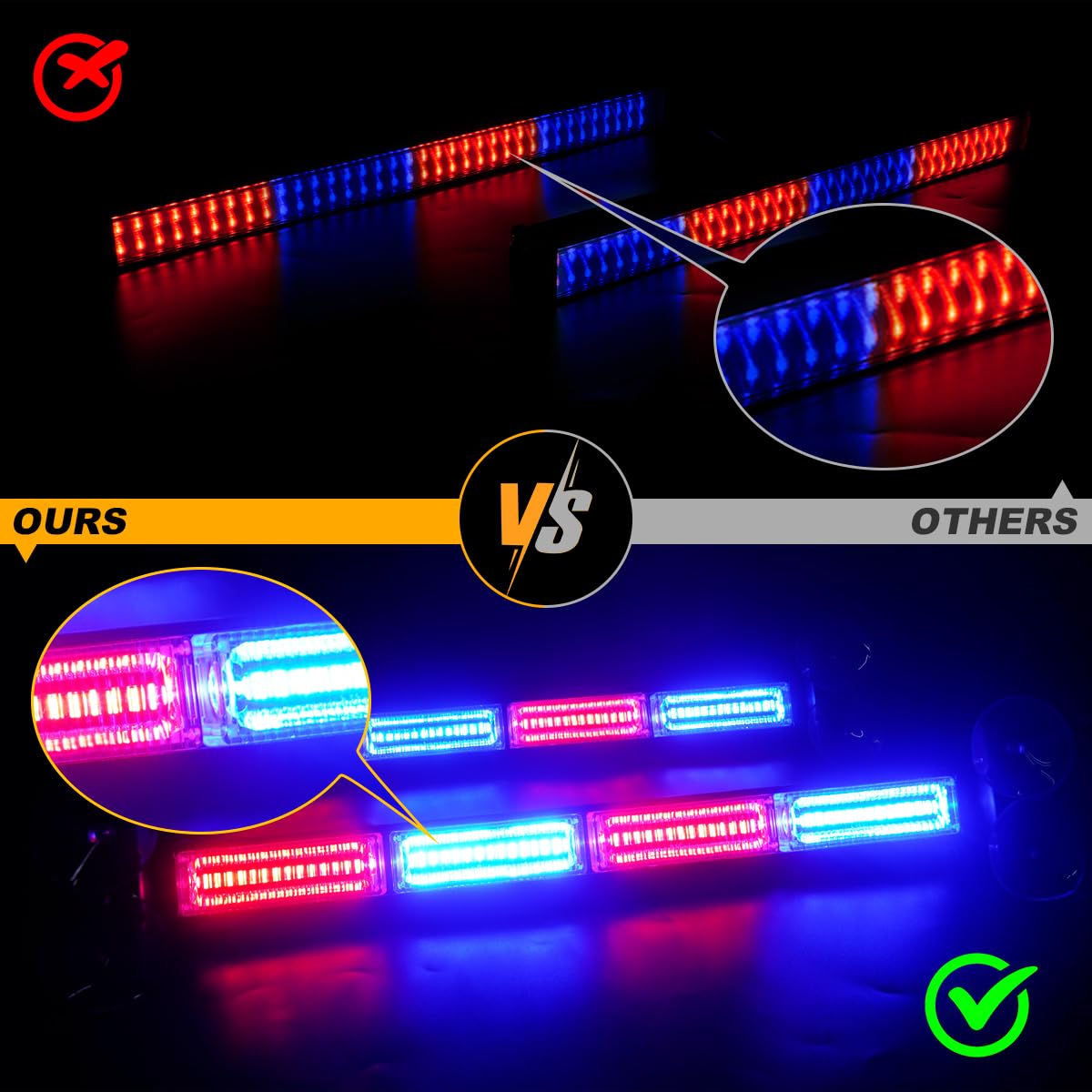 Lrter 2X17.7 Traffic Advisor Light Bar Emergency Warning Flashing Safety Interior Windshield Strobe Lights For Construction Vehi