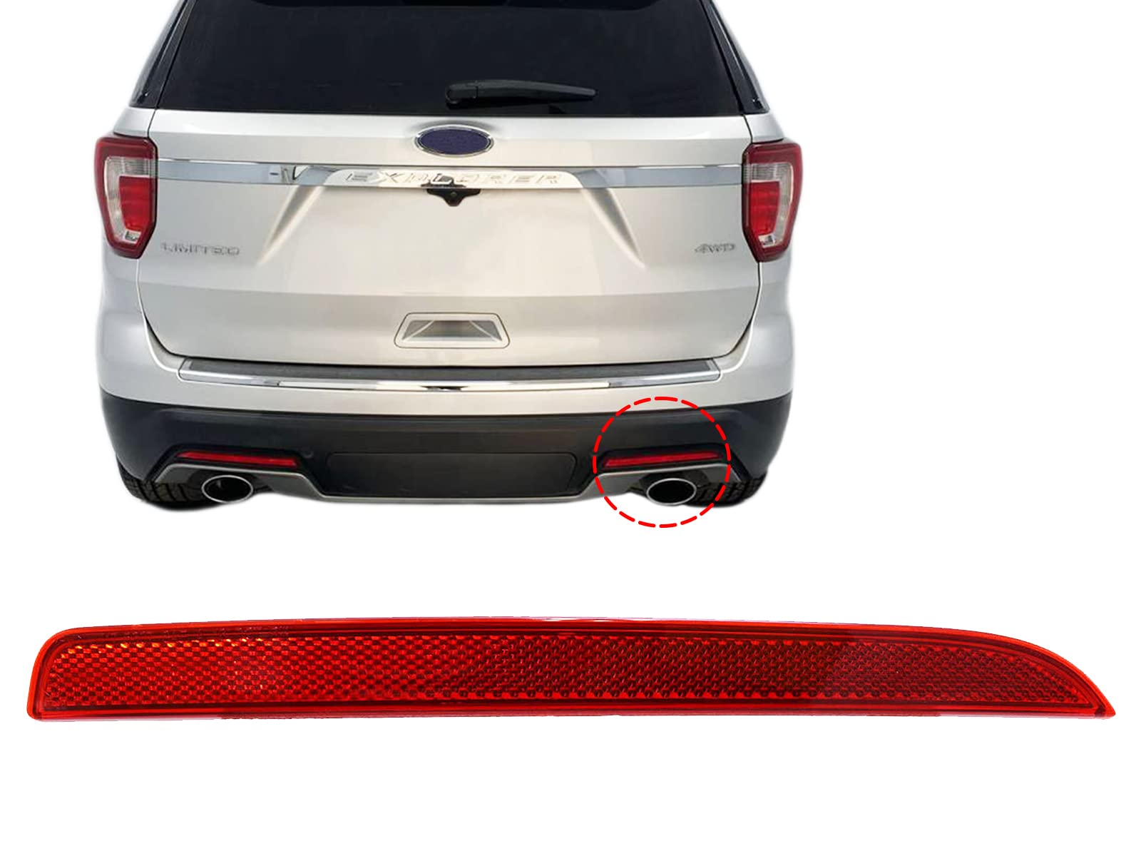 Auto Parts Avenue APA Replacement for Rear Bumper Reflector 2016 2017 2018 2019 Explorer Passenger Right Side FB5Z15A449D FO1185