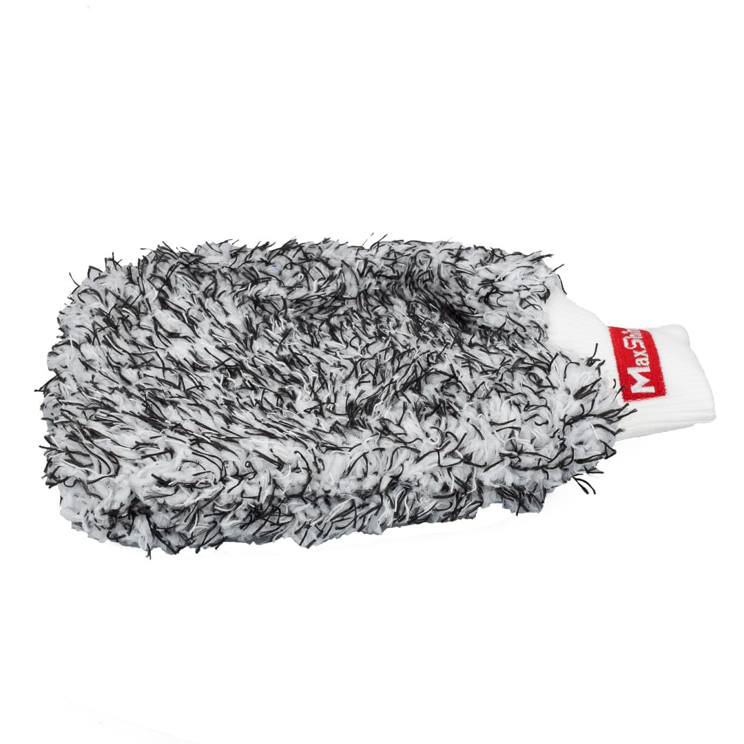 Maxshine Microfiber Wash Mitt (White & Black) - Premium Car Detailing Mitt, Scratch-Free, Lint-Free Glove for Washing Cars, Truc