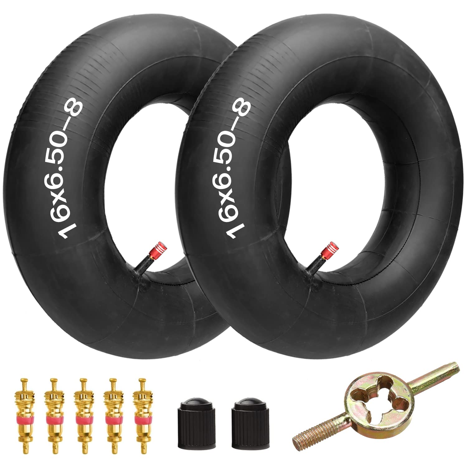 FVRITO 16x6.50-8 16x650-8 16x7.50-8 16x750-8 Inner Tube With Straight Valve Stem Gap for Golf Cart,Tractor,Lawn Mower, Snow thro