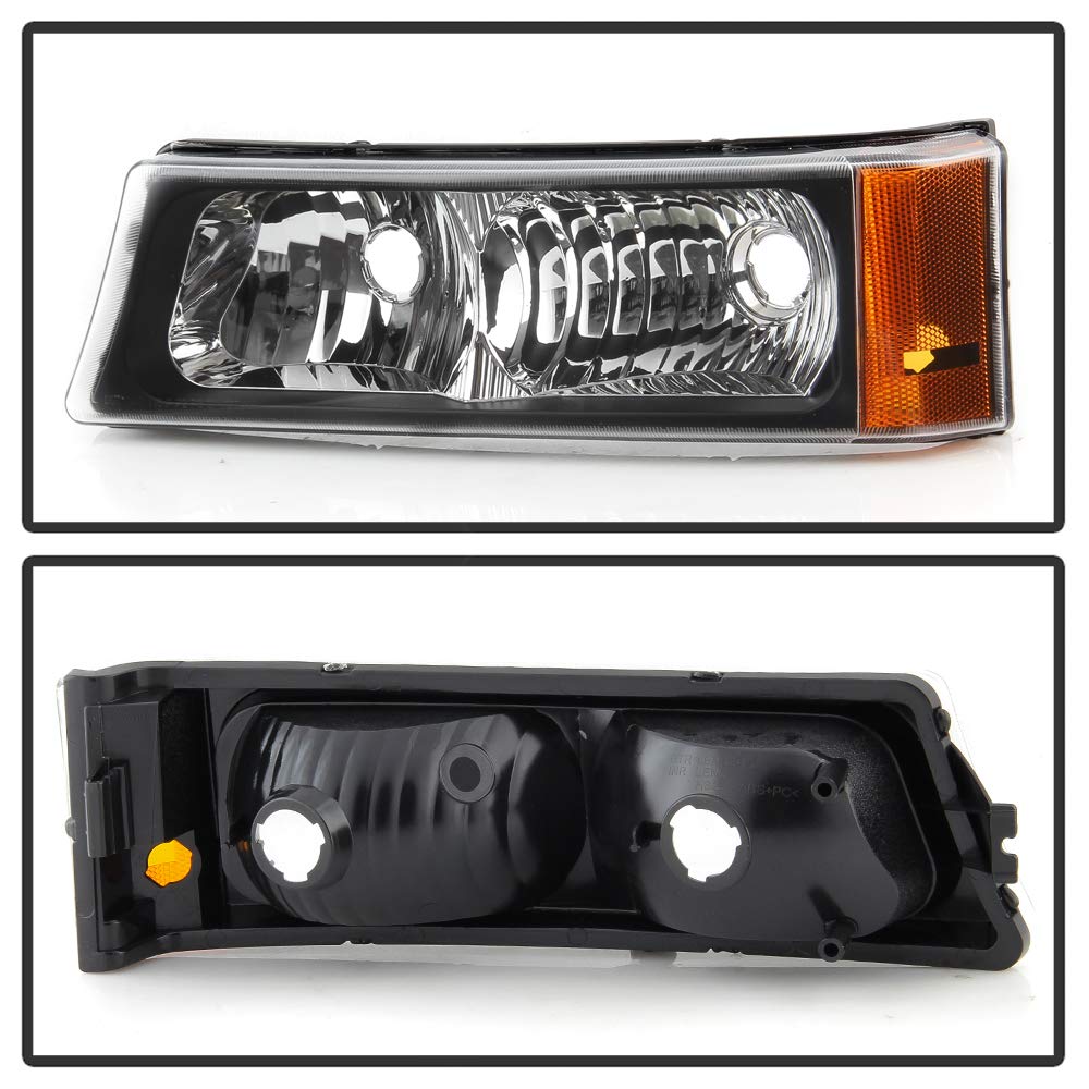 ACANII Black Housing Parking Lights for 2003-2006 Chevy Silverado 1500/2500/3500 - Left+Right Bumper Signal Lamps