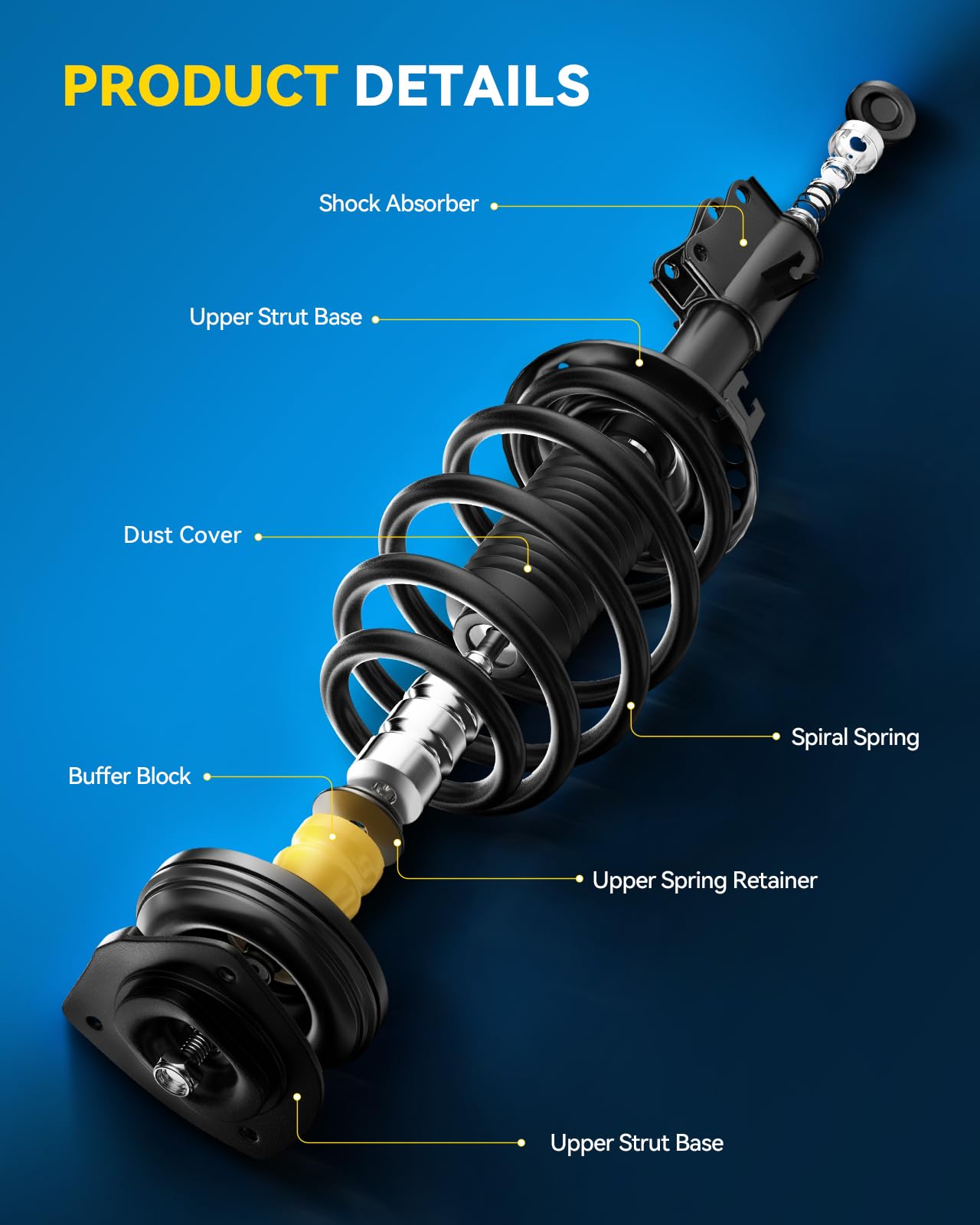 Philtop Front Struts Fit For Grand Caravan 2012-2018, C/V 2012-2015, Town & Country 2013-2016, Complete Strut Assembly 172780L 1