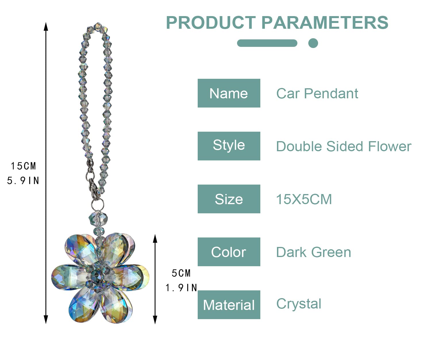 Crystal Flower Car Rear View Mirror Pendant Car Accessories Mirror Hanging Ornament Fengshui Crystal Auto Interior Decoration