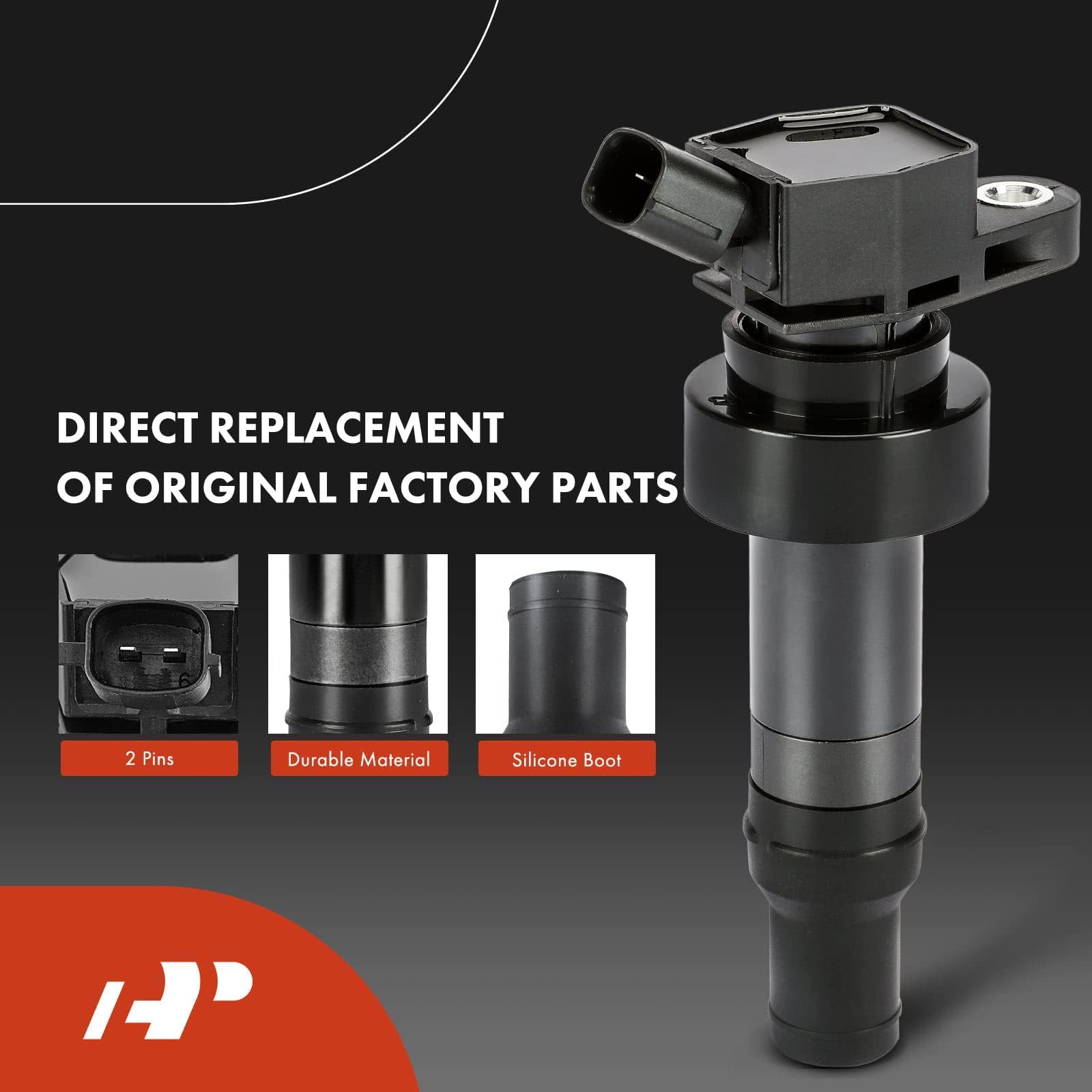 A-Premium Ignition Coil Pack & Iridium Spark Plugs Set for Hyundai & Kia, 1.6L, Black, Model APIC0622, Compatible 2012-2019