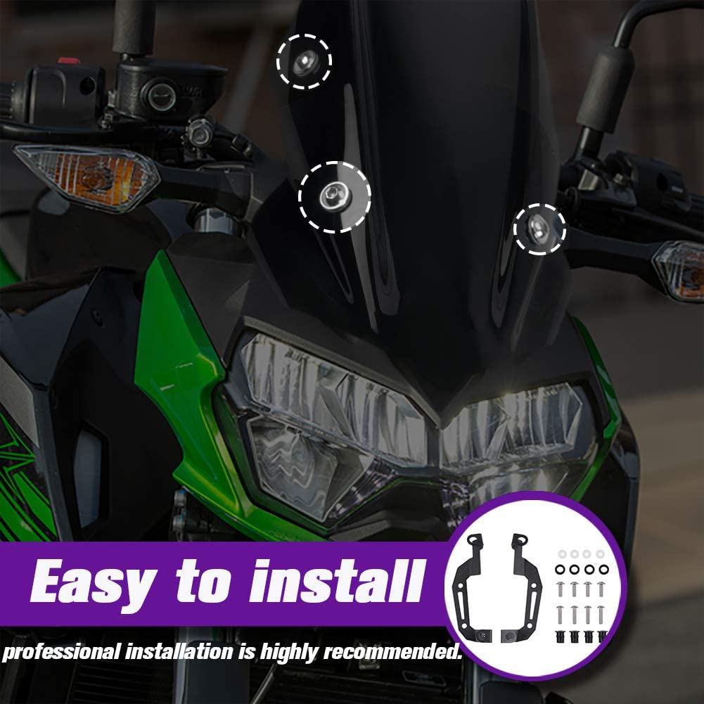 Lorababer Motorcycle Windshield Visor - PC Screen Protector for K-awasaki Z400 Z250 (Smoke)