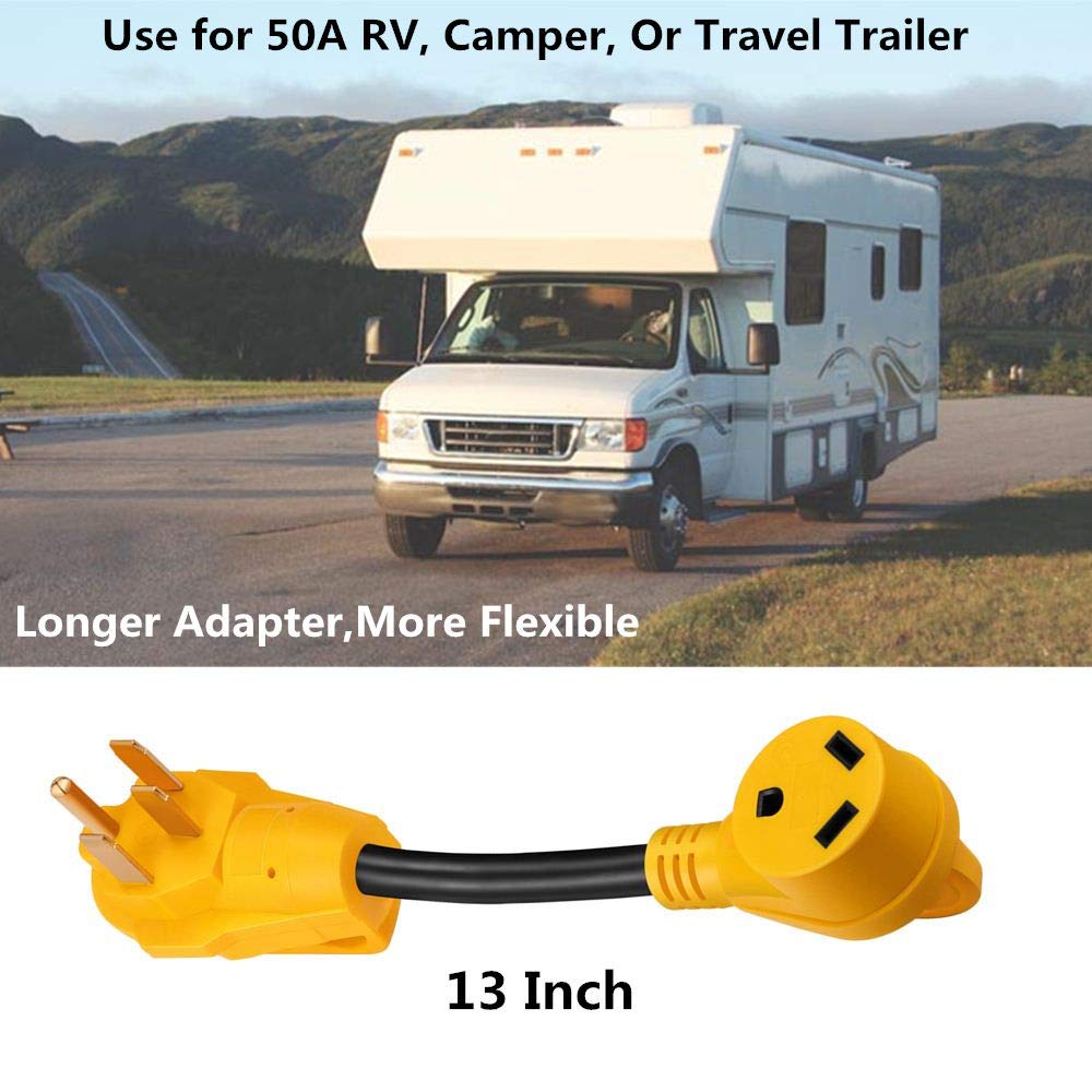 Manshan,50 Amp To 30 Amp Rv Adapter, Heavy Duty, Durable And Safer Plug With An Easier Grip And Led Indicator Light