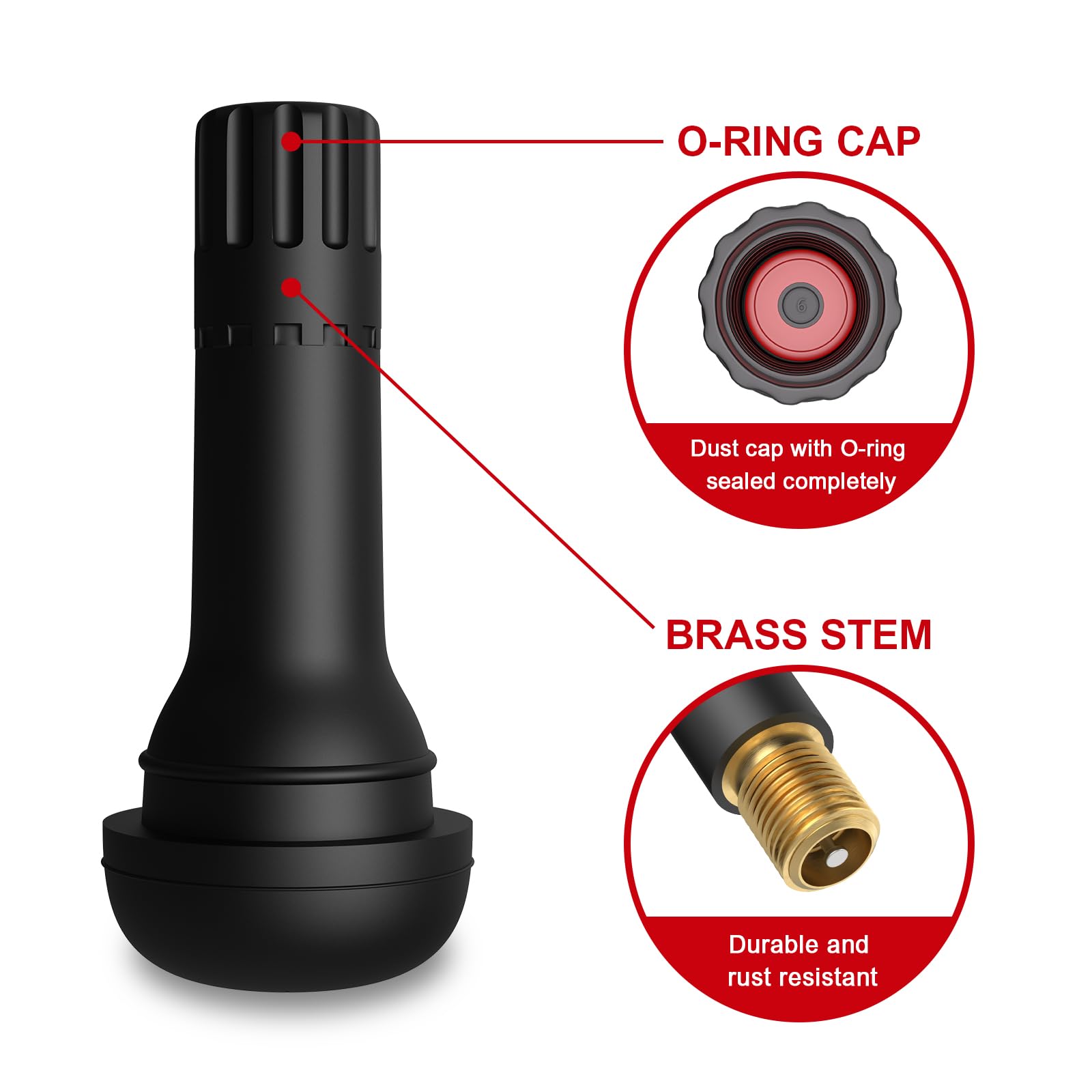 Sunsoul Tr413 Brass Stem Epdm Rubber Snap-In Tire Valve Stems For 0.453 Inch 11.5Mm Rim Holes, Pack Of 100Pcs Valves
