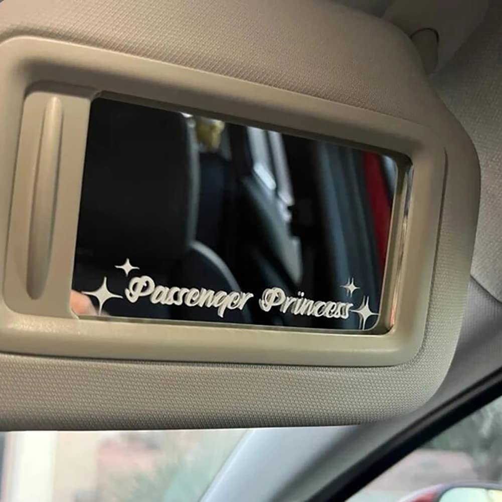 Amioro 5 Pack Passenger Princess Stickers Funny Car Decal Accessories Rearview Mirror Window Sticker For Women (White)