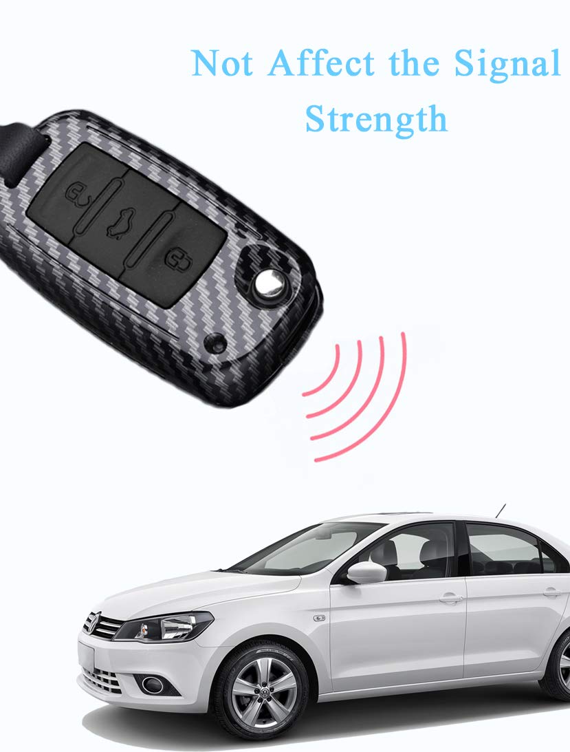 SANRILY 1 Pcs Red Flip Key Cover Case for Volkswagen Jetta Passat Golf Beetle GTI Tiguan EOS Keyless Keychain Holder Stylish ABS