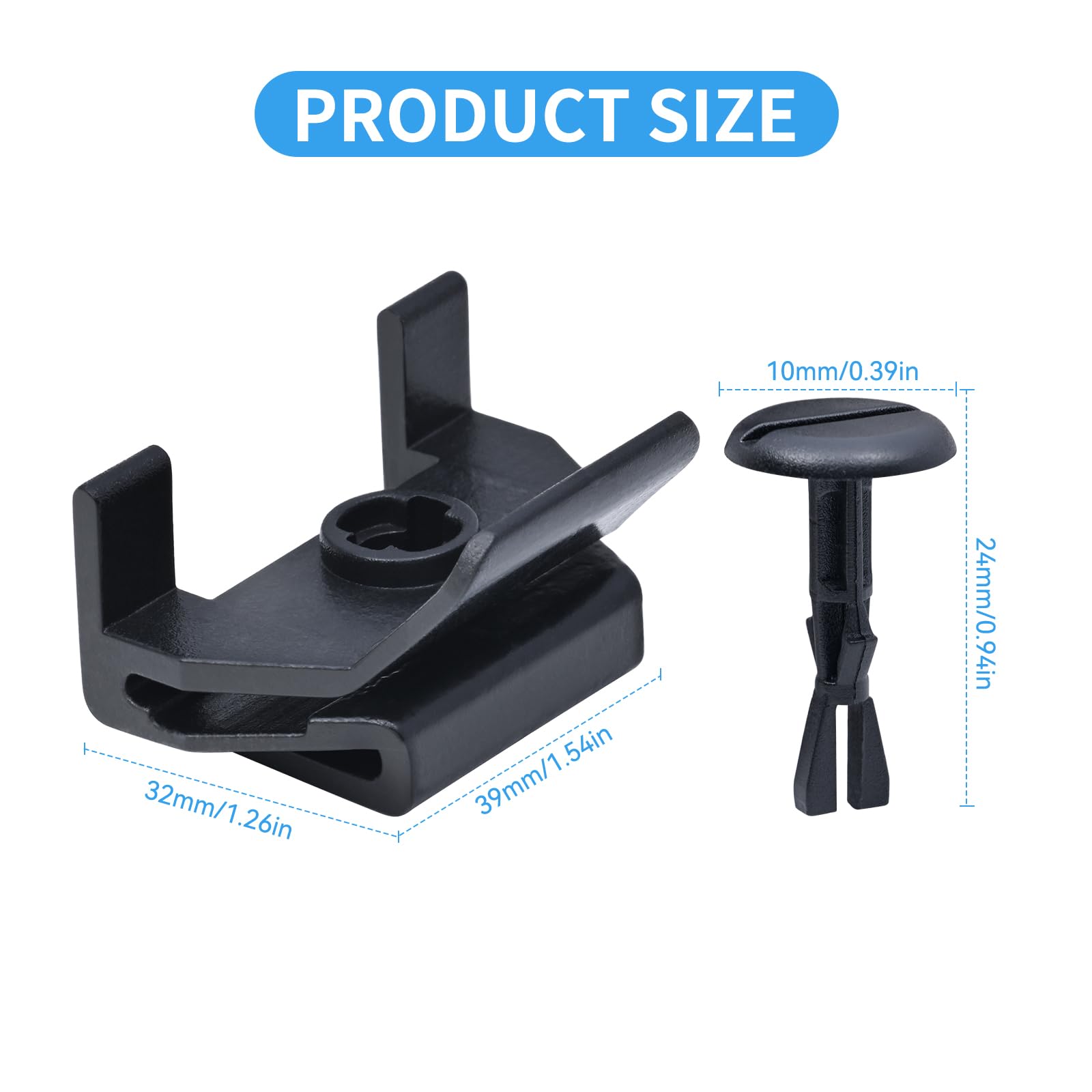 Whaletail 10 Sets Black Front Fender Liner Clips & Pin Retainers for Lexus Camry Avalon ES350 GS350 RX350 HS250h 53879-06100