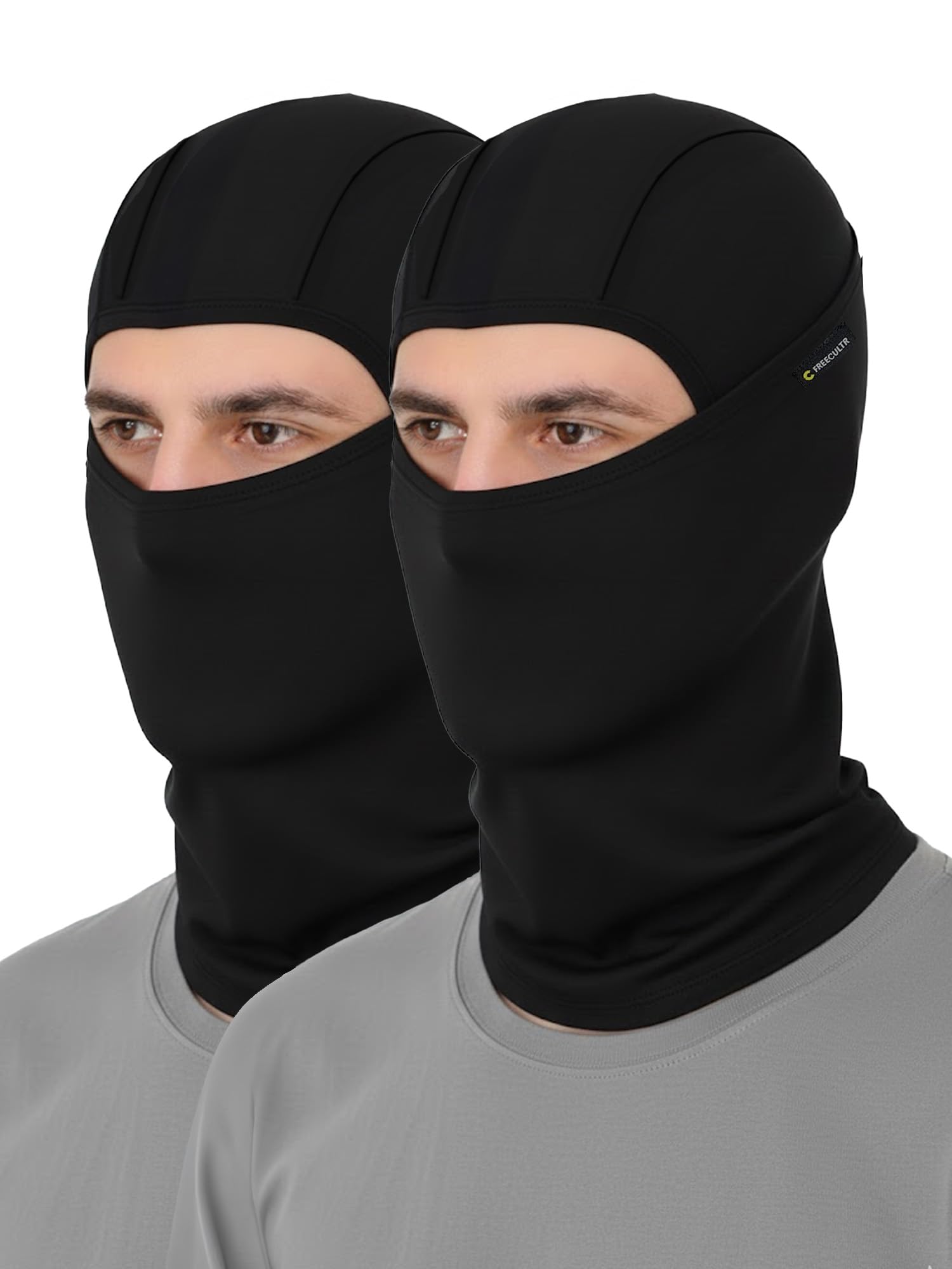 Freecultr Full Face Helmet Mask For Bikers Balaclava For Men 2 Black Masks For Bike Riding, Uv Protected Biker Accessories For M
