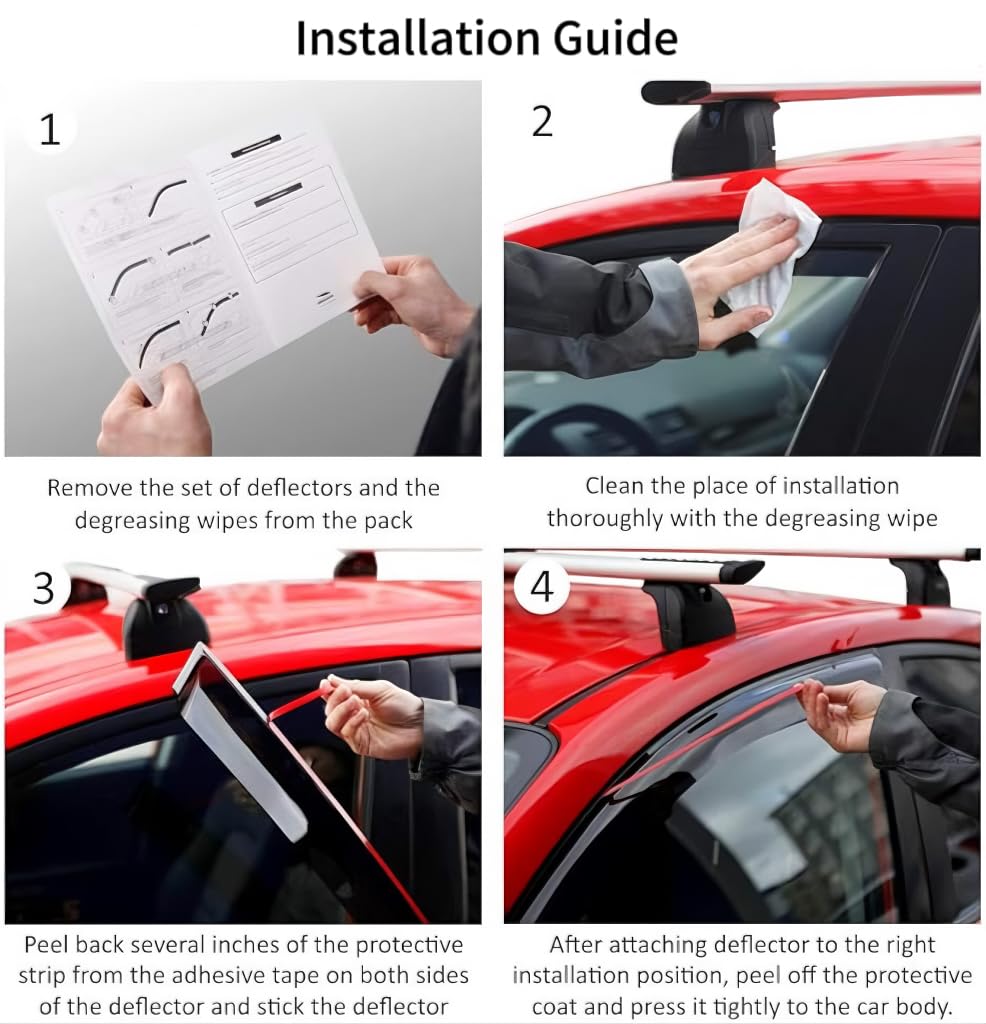 Ig Window Visor For Toyota Hilux Double Cab 2016-2023, Rain Guard Tape-On Extra Durable Sun Wind Side Vent Window Deflector Muge