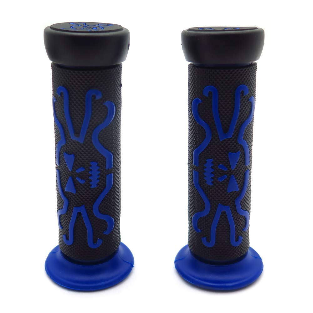 HTTMT XH4089- Skull Grips BLUE Compatible with QUAD YAMAHA KAWASAKI POLARIS SEADOO WATERCRAFT BOMBARDIER JET SKI FOREMAN RECON R