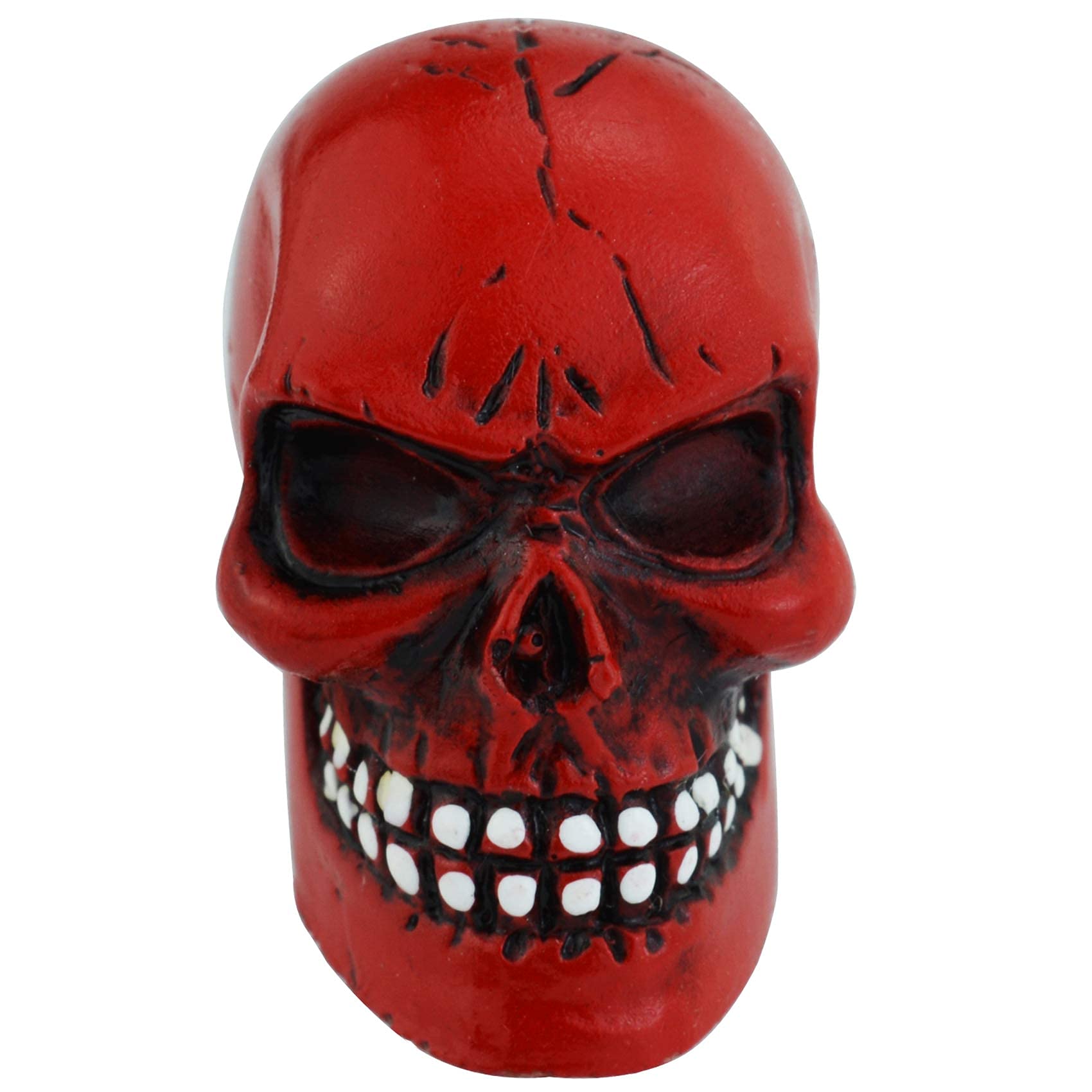Abfer Skull Tire Wheel Air Cap Valve Stem Covers Car Decorative Accessories Fit Most Vehicle Truck Motorcycles Bikes, Red