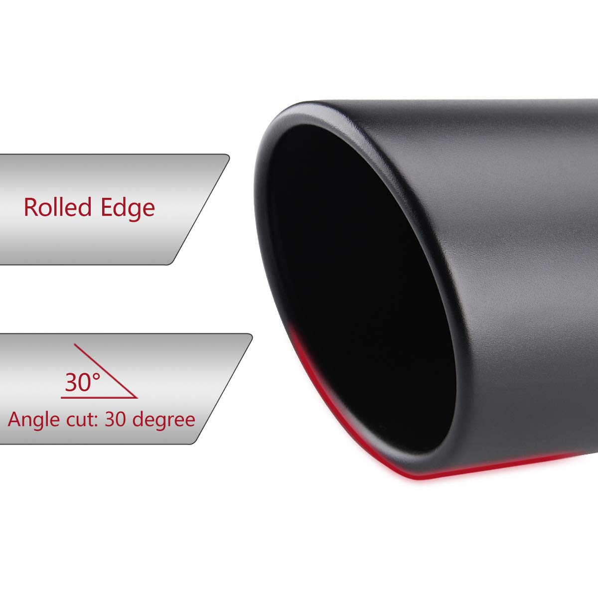 Lcgp 2.5 Inch Inlet Exhaust Tip, 2.5' Inlet X 4' Outlet X 18' Overall Length Weld On Universal Stainless Steel Black Diesel Exhaust Tailpipe 2 Pcs