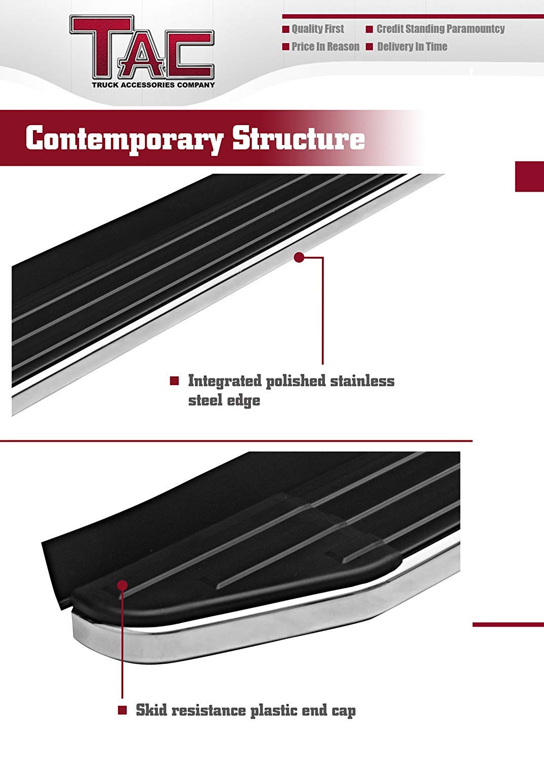 Tac Running Boards Fit 2014-2019 Toyota Highlander (No Drilling/Cutting Required) Aluminum Black Side Steps Nerf Bars Rock Panel Off Road Exterior Accessories (2 Pieces Running Boards)