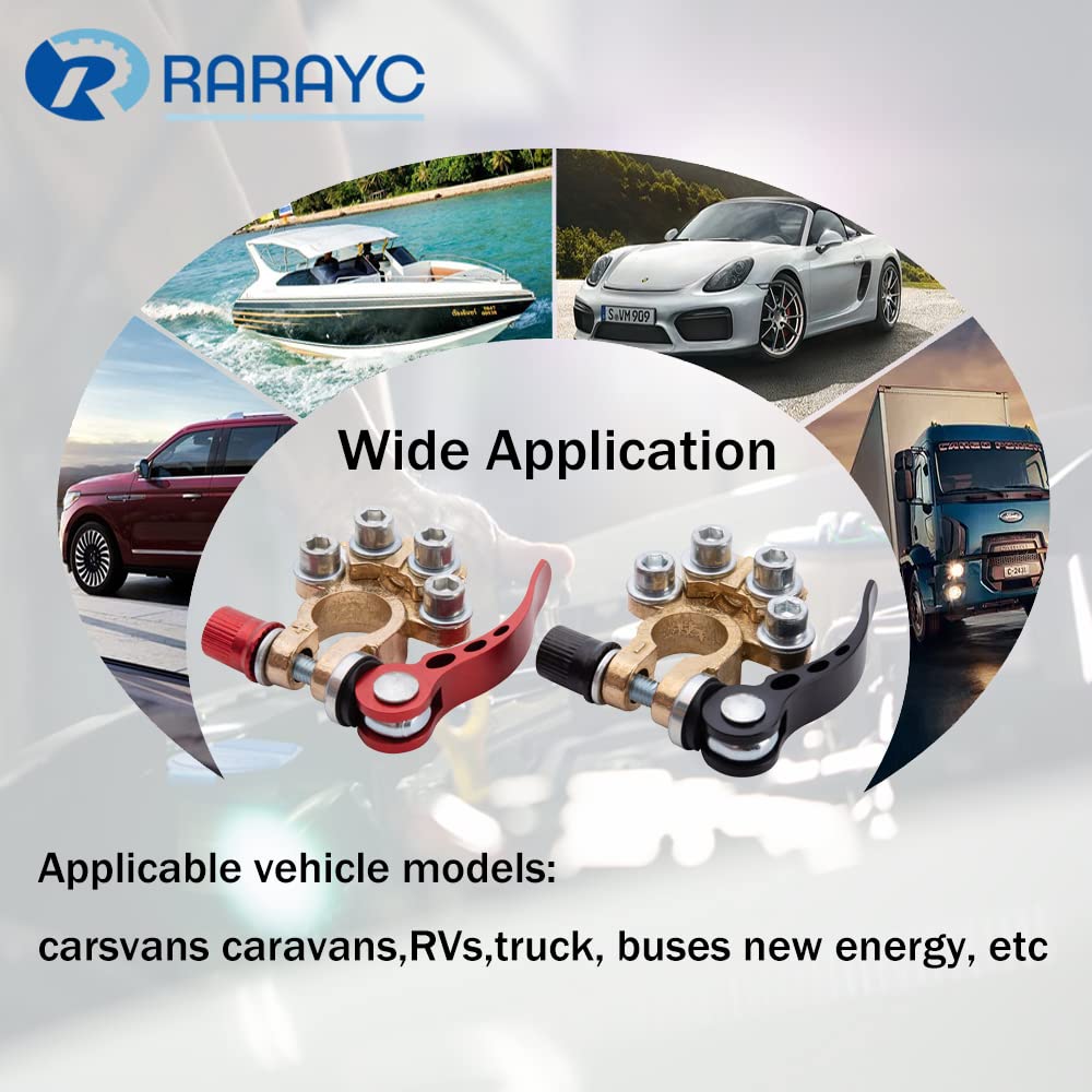 RARAYC 4 PCS Military Spec Battery Terminal Connector Kit - Copper Lugs, Black Covers, Heatshrink, Model DZ083