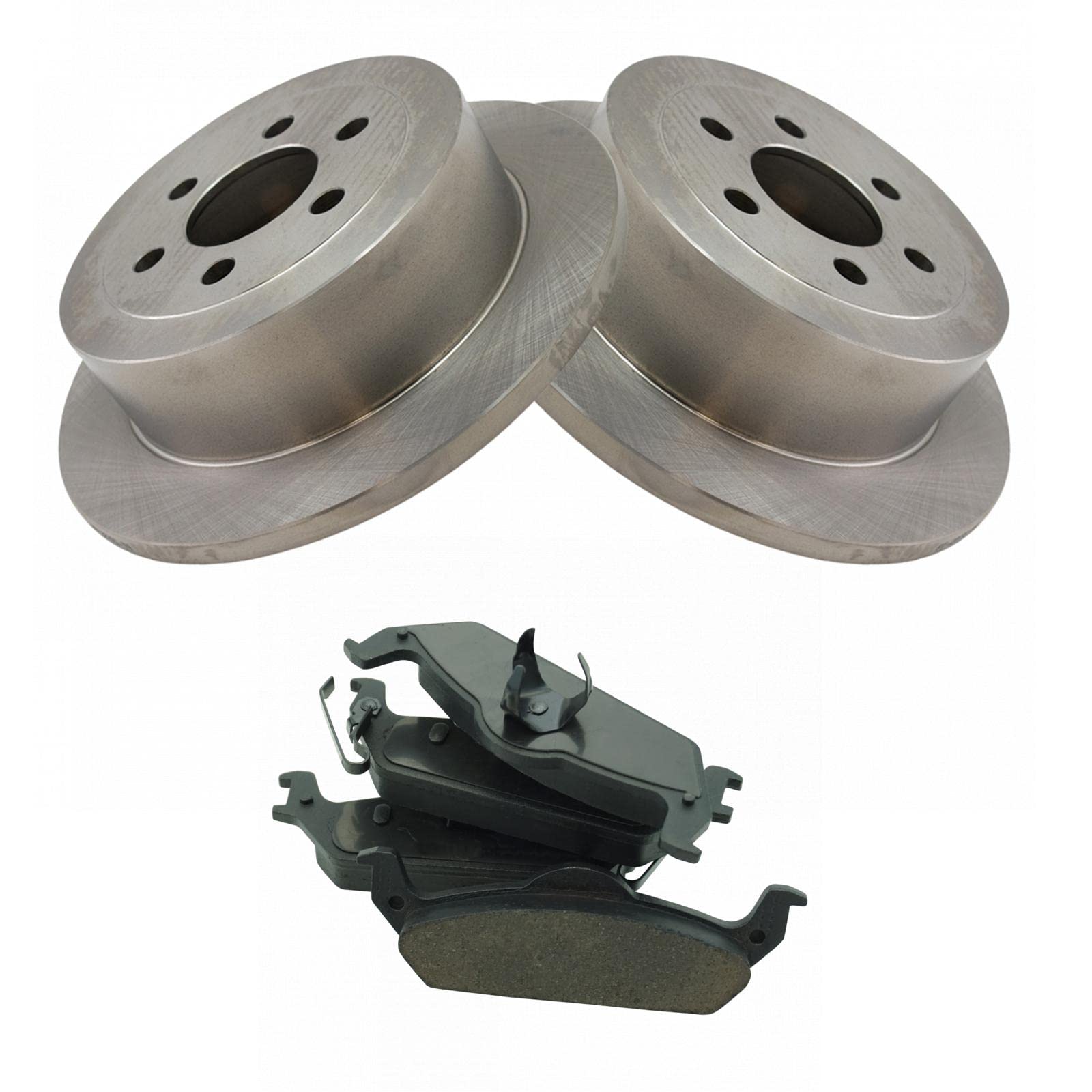 TRQ Rear Brake Pad & Rotor Kit Brake Pads Brake Rotor Ceramic Compatible with 2003-2004 Dodge Dakota