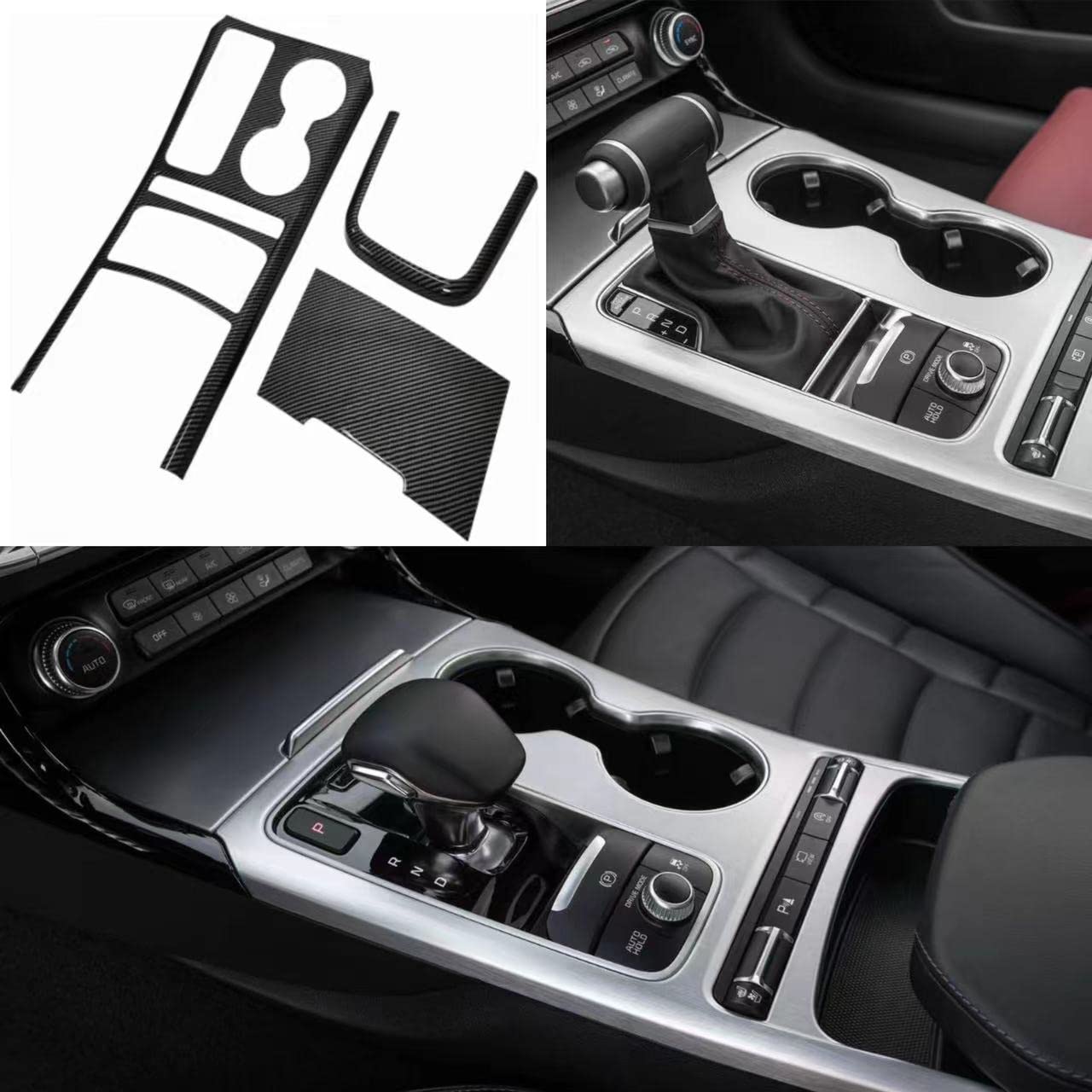 YOUTOOCAR Carbon Fiber Gear Shift Panel Cover for Kia Stinger 2017-2023, ABS, Size B