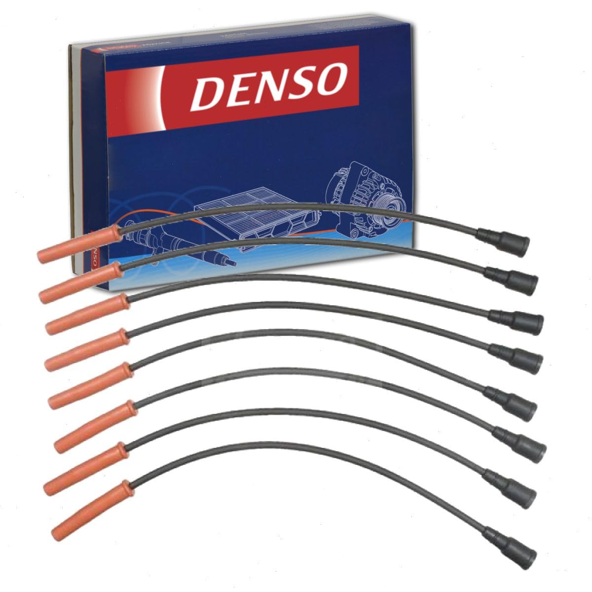 DENSO Spark Plug Wire Set compatible with Ford F-250 Super Duty 6.2L V8 2011-2015
