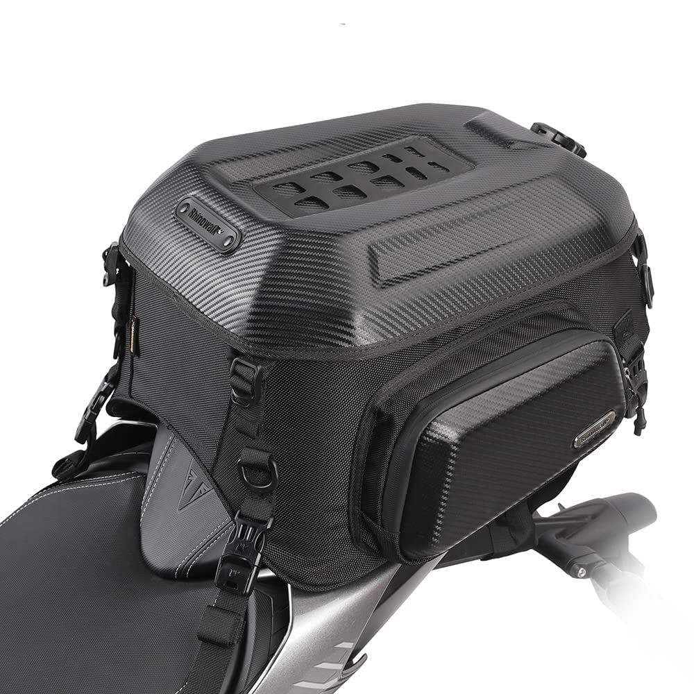 Rhinowalk Motorcycle Tail Bag 35L, Expandable Waterproof Trunk Bag, Carbon Black, Model MT2335
