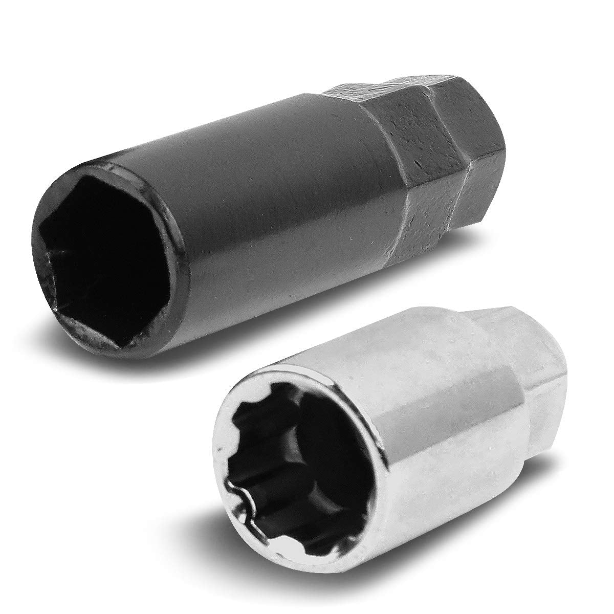 Dna Motoring Ln-Ztl-9016-125-Bk 16Pcs M12 X 1.25 Closed End Wheel Lug Nuts + 4Pcs Lock Nuts + Key + Extension Adapter, 22Mm Od/4