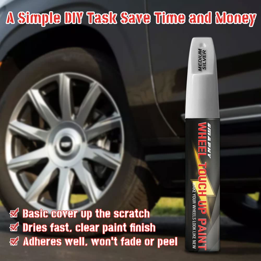 SMAPHY Silver Rim Touch Up Paint - Medium Silver Wheel Repair Paint for Cars