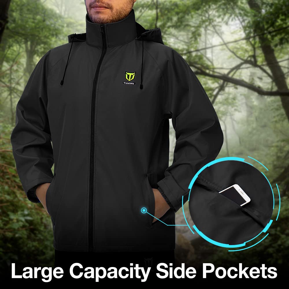 TIDEWE Waterproof Rain Suit - Breathable Lightweight Rainwear, Black, Size S, Model RS002-BK-S-NEW