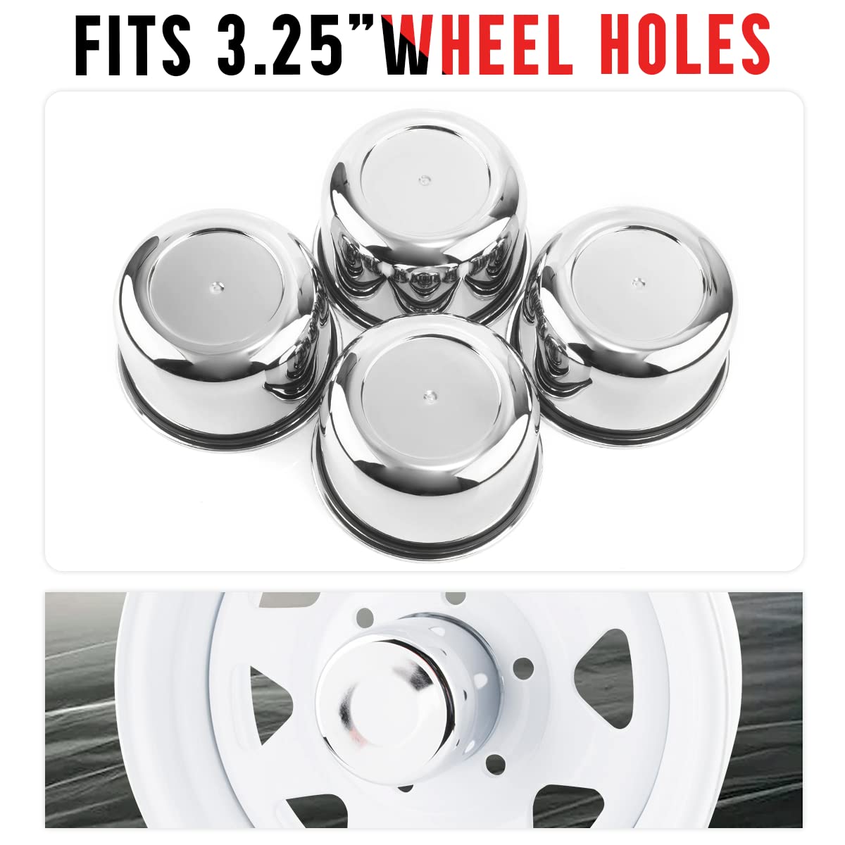Rtrhinotuning 3.25Inch Push-Thru Center Caps Compatible With Eagle Alloys 5X4.5 (5X114.3) 5X4.75 (5X120.7) Wheel Rim, 4 Pack, Ab