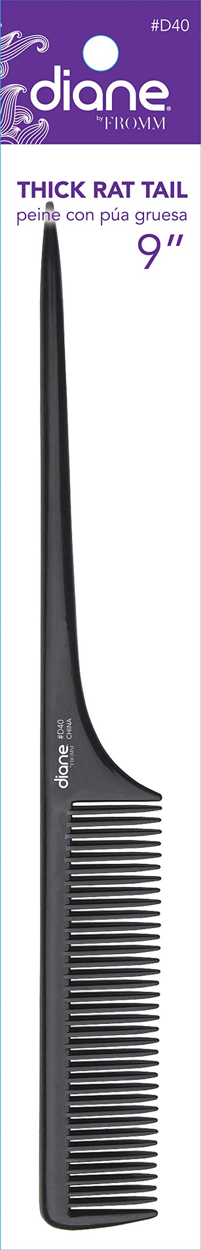 Diane 9 Thick Rat Tail Comb  Bone/Black (assorted colors)-New