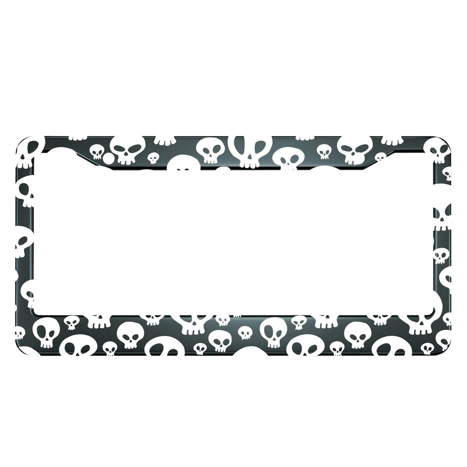 Hosnye Skulls License Plate Frame Skull Horror Halloween Black Metal License Plate Cover Front Plates Frames Car Tag Frame For W