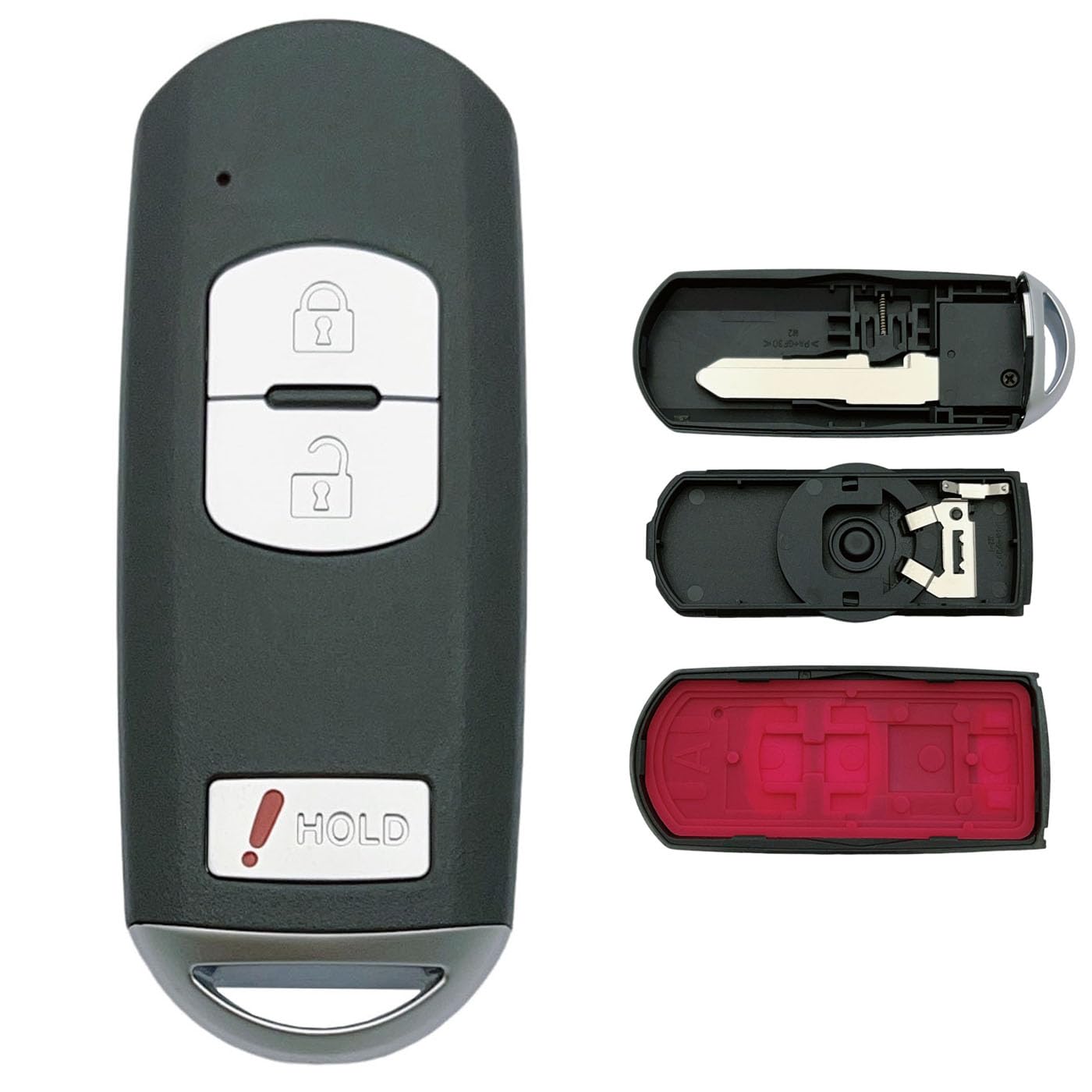 Replacement Key Fob Shell Case Fits for Mazda 3 CX-3 CX-5 WAZSKE13D01 662F-SKE13D01 Keyless Entry Remote Control 3 Button Pad Co