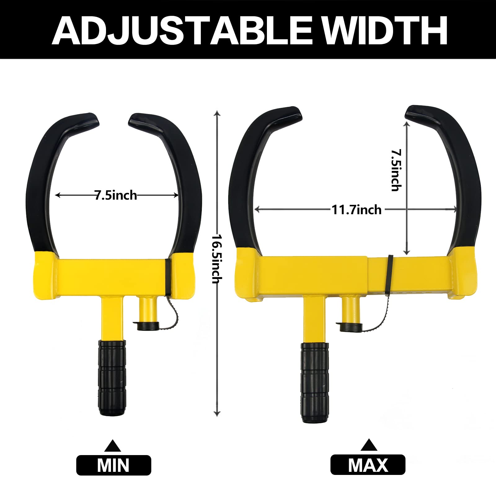 Wheel Clamp Lock Universal Security Tire Lock Anti Theft Lock Fit Most Vehicles Max 10'' Tire Width And 7'' Reach For Trailers S
