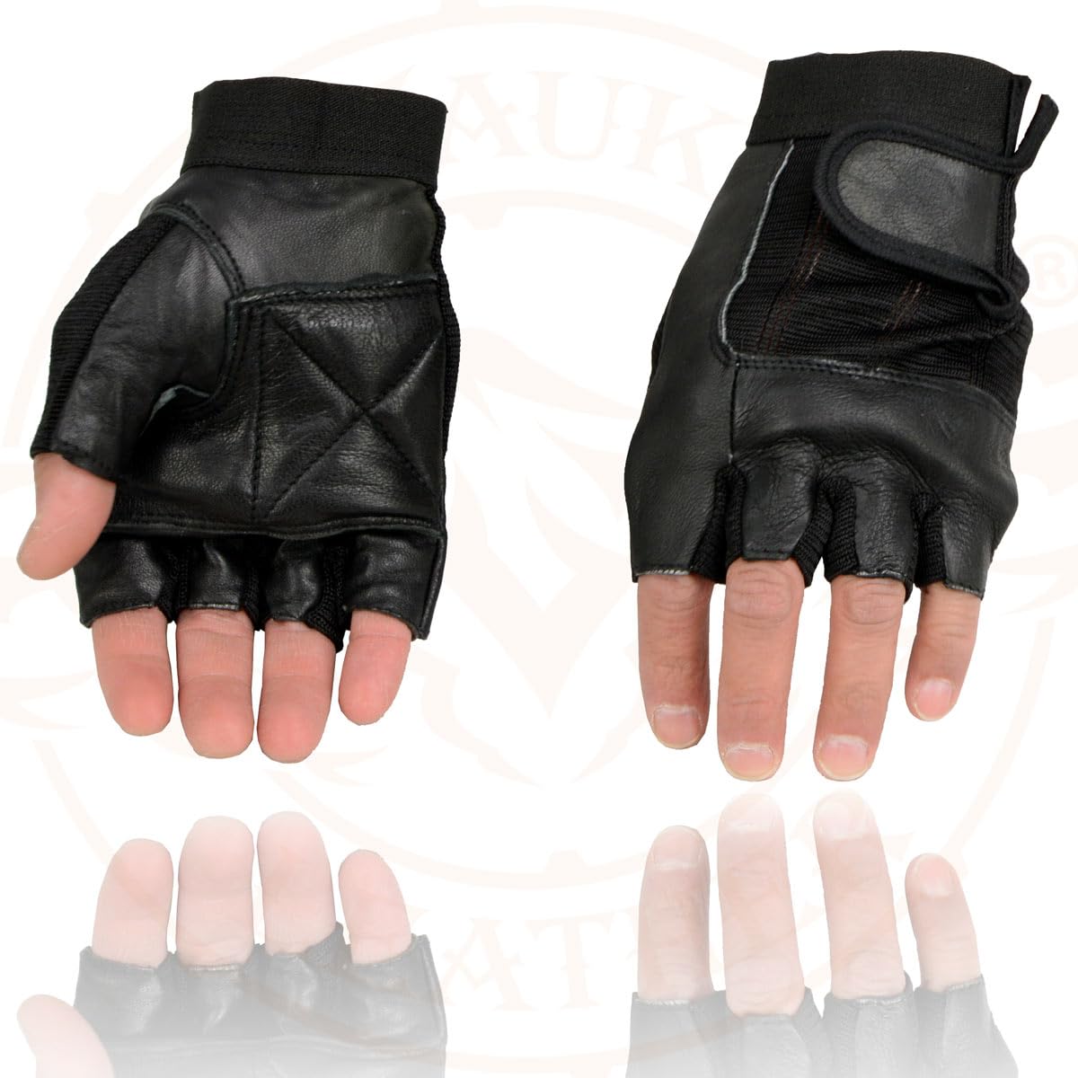 Milwaukee Leather Sh217 Men'S Black Leather Gel Padded Palm Fingerless Motorcycle Hand Gloves W/Breathable Mesh Material - 3X-La