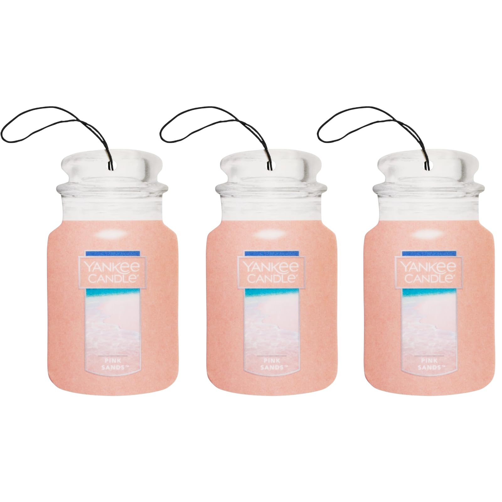 Yankee Candle Car Jar Pink Sands Air Freshener(Set Of 3)