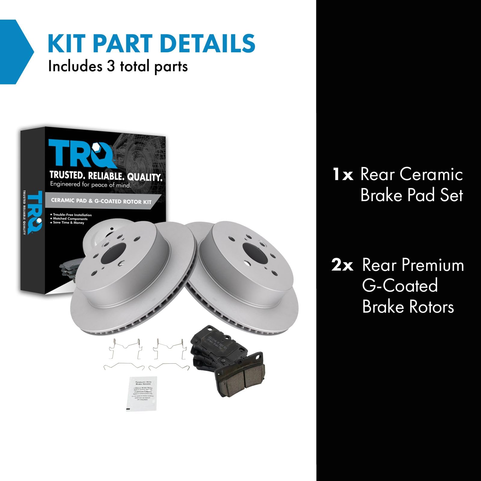 Trq Rear Brake Pad & Rotor Kit Brake Pads Brake Rotor Ceramic Premium G-Coated Compatible With 2006 Lexus Gs300 2007-2011 Gs350