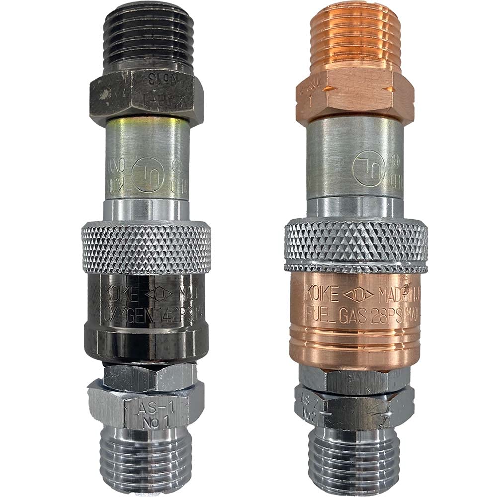 Koike Oxy-Fuel Quick Connect Hose To Hose Coupler Set, Safe Fuel/Oxygen Disconnect, Leak-Proof Design, UL Listed (SET)