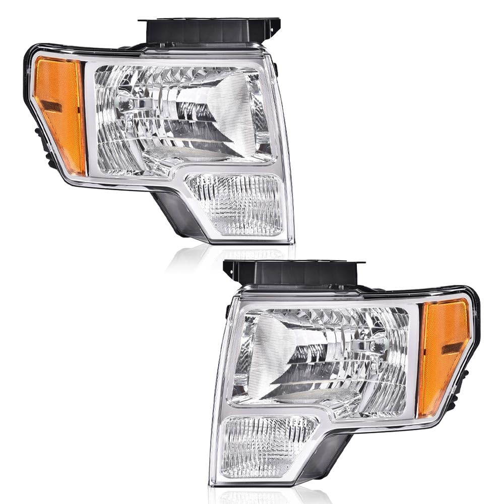 Grand Orange Headlights Assembly Compatible With 2009-2014 Ford F150 Headlamps Driver & Passenger Side Dl3Z13008A Dl3Z13008B Dl3