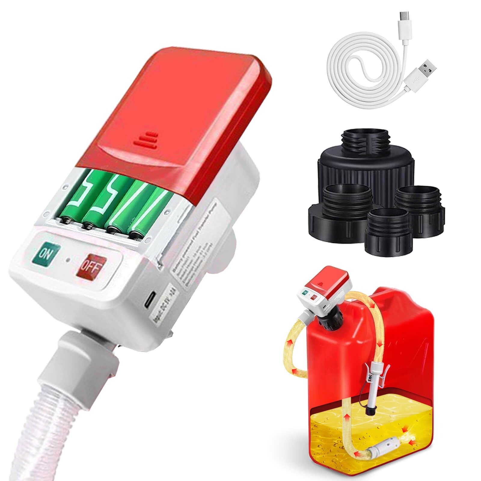Automatic Fuel Transfer Pump with Auto-Stop - Electric Fuel Pump Leak-Proof Design, Easy-Use Hand Pump for Gas/Diesel/Water, USB