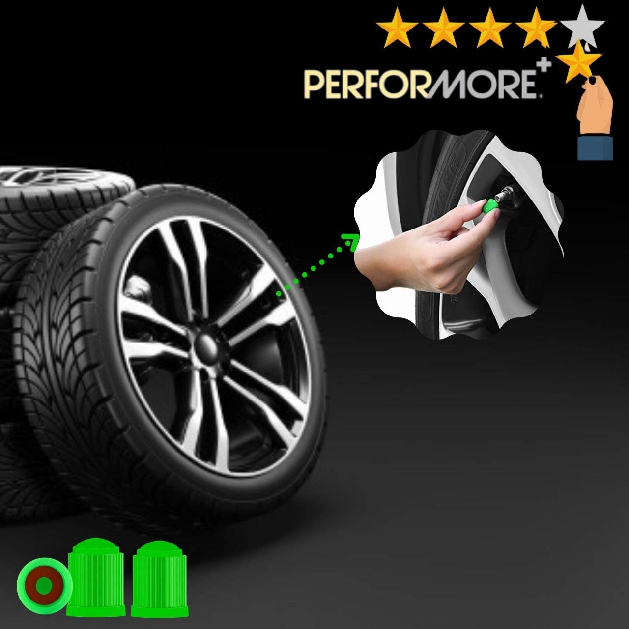 Performore 30 pcs Tire Valve Caps Heavy-Duty Stem Covers with O-Rubber Rings, Universal Car Wheel Tire Caps Dust Cover for Cars,