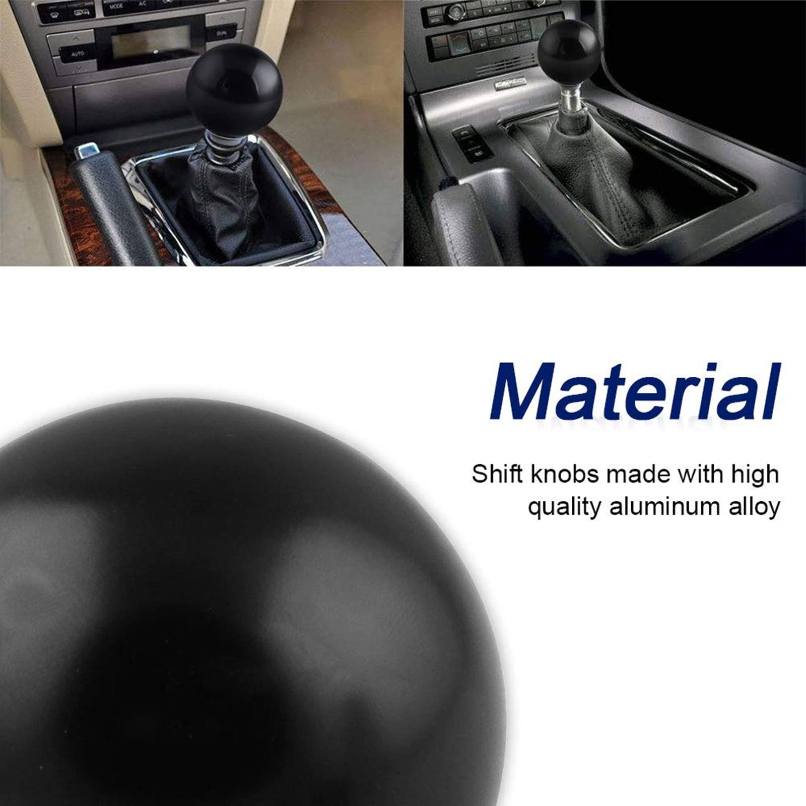 Ryanstar Shift Knob Adapter Kit Universal Car Gear Shifter Lever Round Ball Shape Black