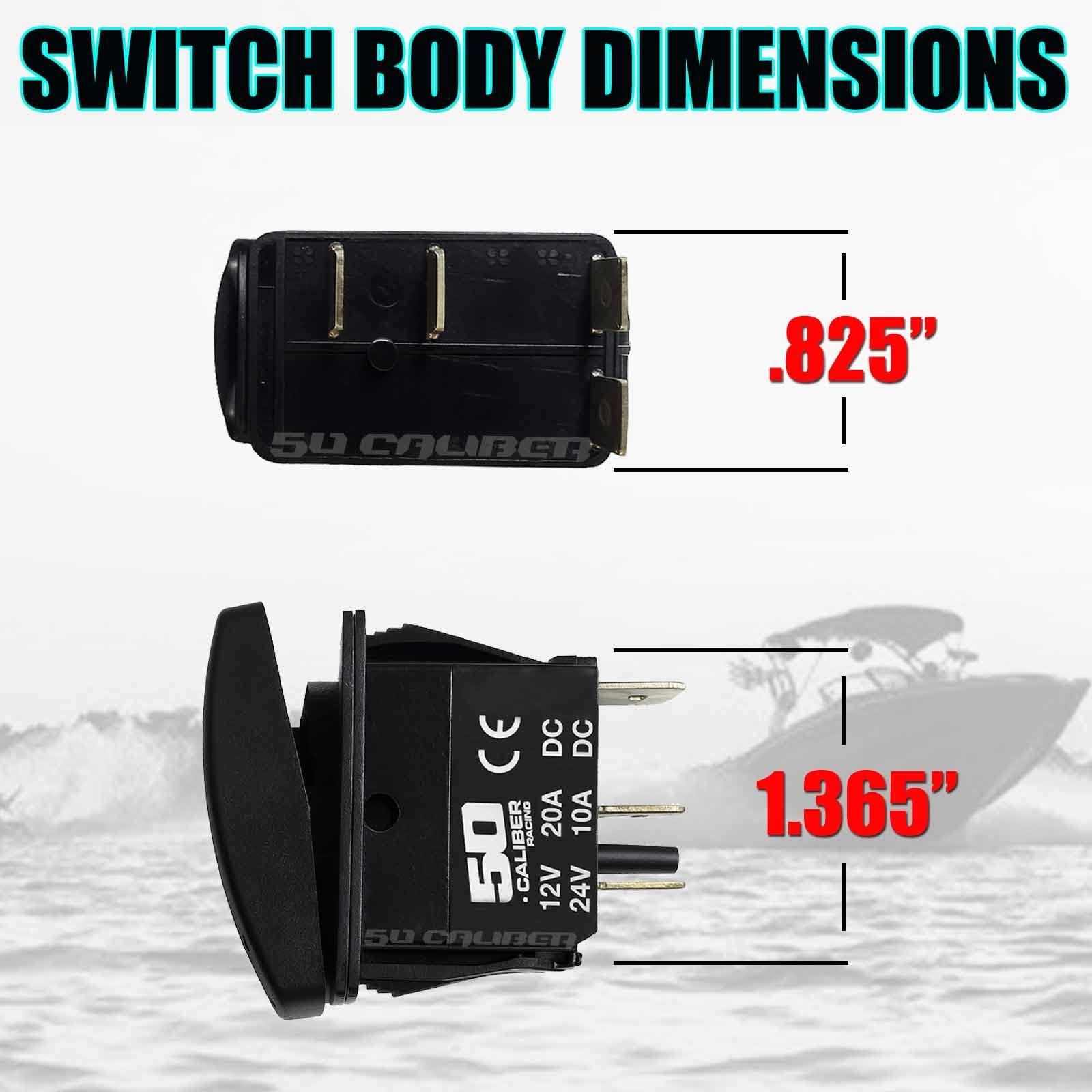 50 Caliber Racing 20A 12V Waterproof Automotive Rocker Switch On/Off - Green Dome Light Girl -Utv, Auto, Boat (5362A26 Green)